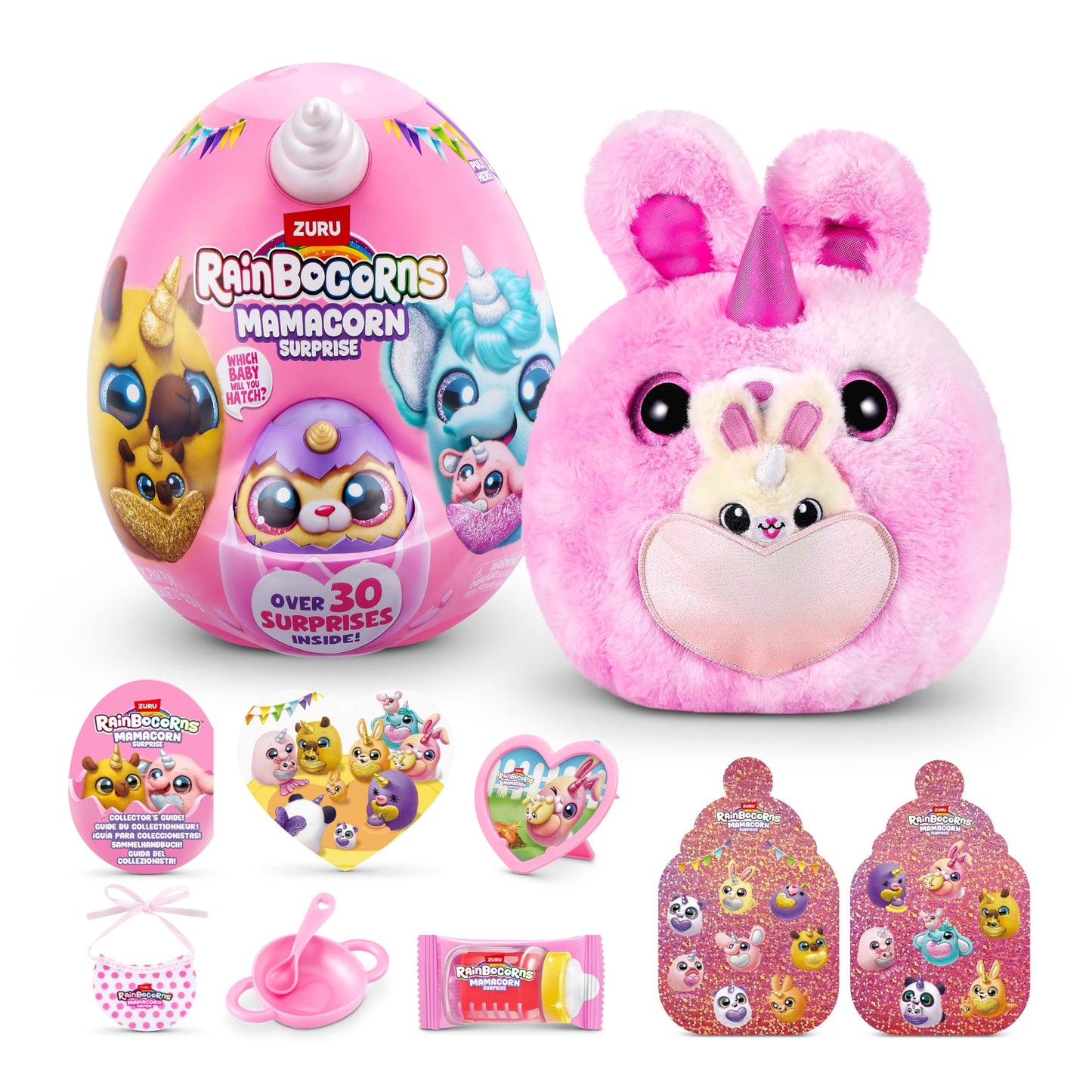 Rainbocorns Mama Corn Surprise Toy Set — 7 Plush Surprises in an Egg