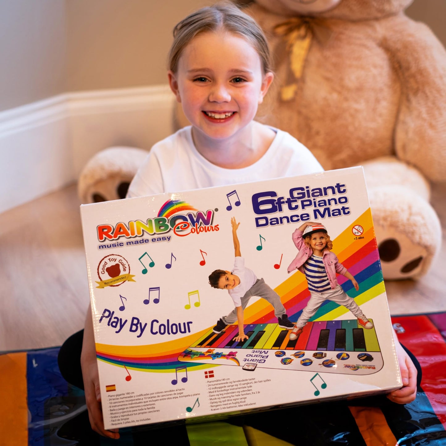 Rainbow Colours Kids Giant Floor Piano Mat (6ft) – Floor Keyboard Toy for Grandkids