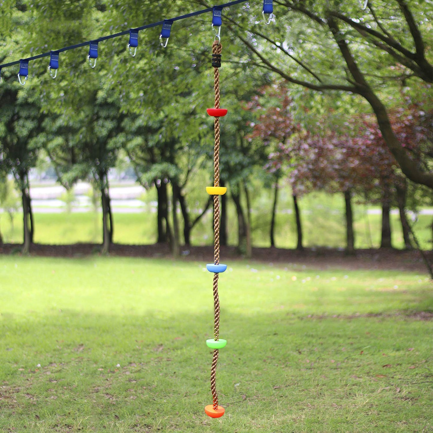 Rainbow Craft Colorful Climbing Rope - 6.5ft with 5 Knotted Foot Holders