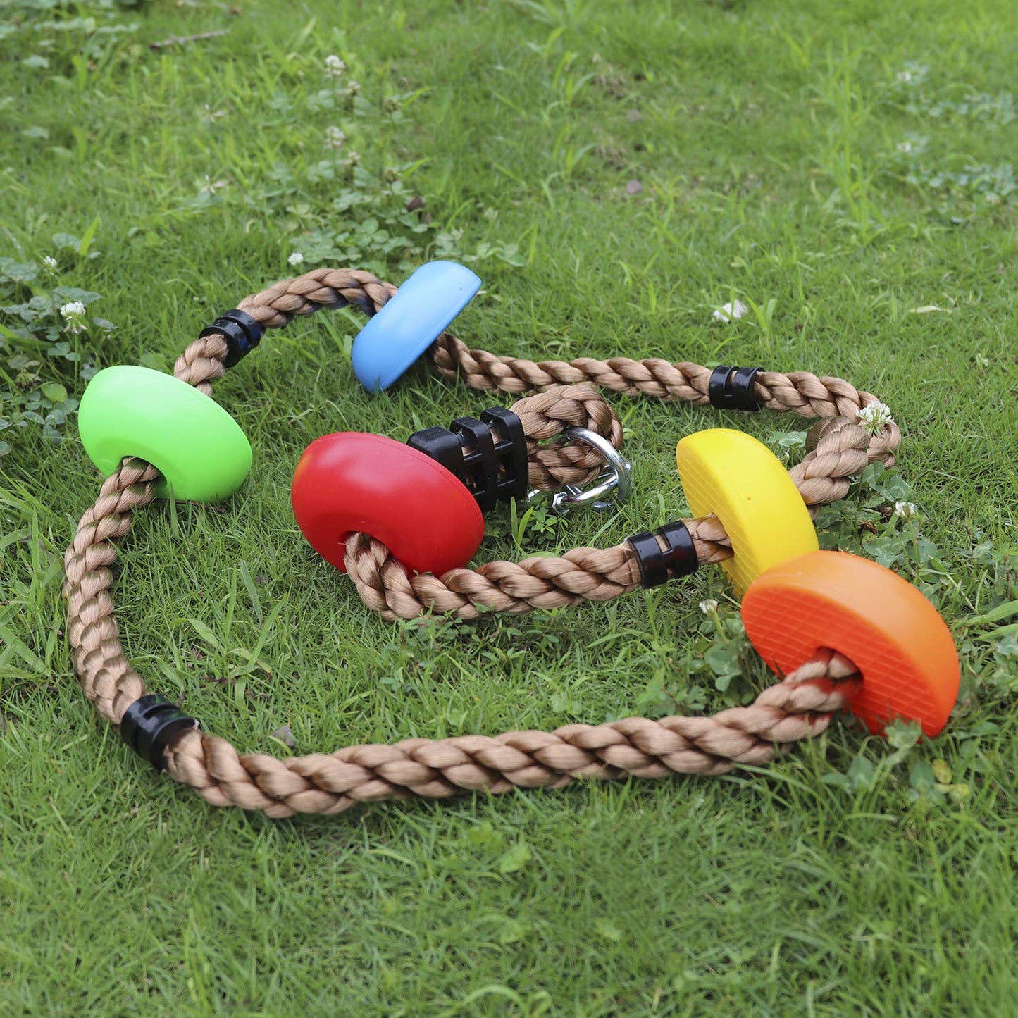 Rainbow Craft Colorful Climbing Rope - 6.5ft with 5 Knotted Foot Holders