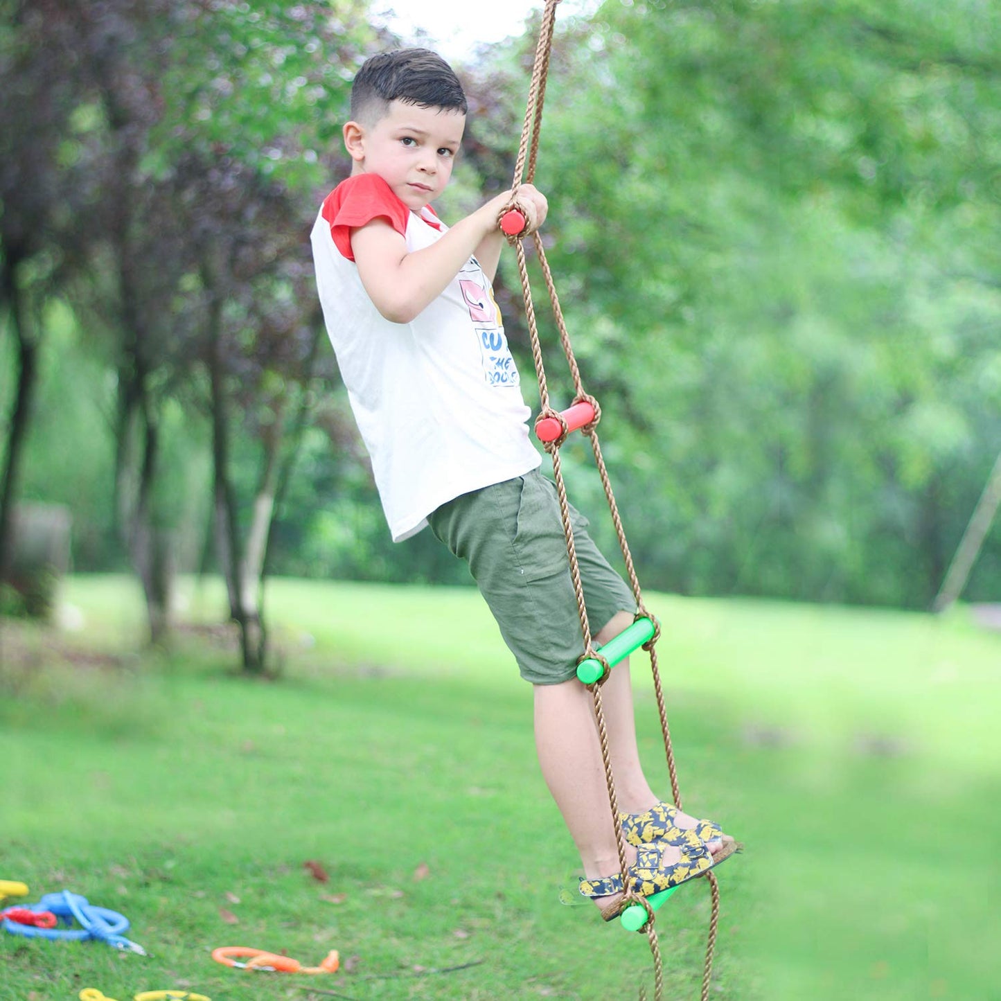 Rainbow Craft 6.6FT Climbing Rope Ninja Ladder for Kids – Ninja Warrior Obstacle Course Accessory