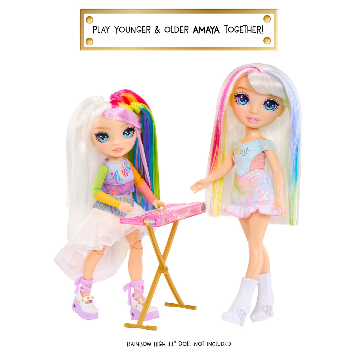 Rainbow High Jr High Rock Band: Amaya 9-inch Keyboard Doll – Poseable & Sticker Customization