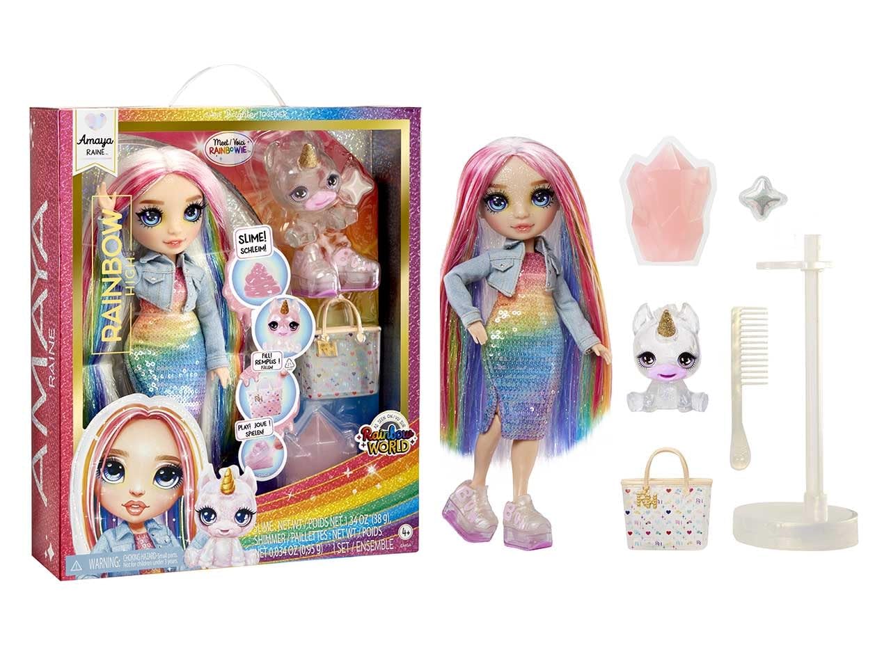 Rainbow High Amaya Doll with Unicorn Pet & Sparkle Slime Kit – 28 cm