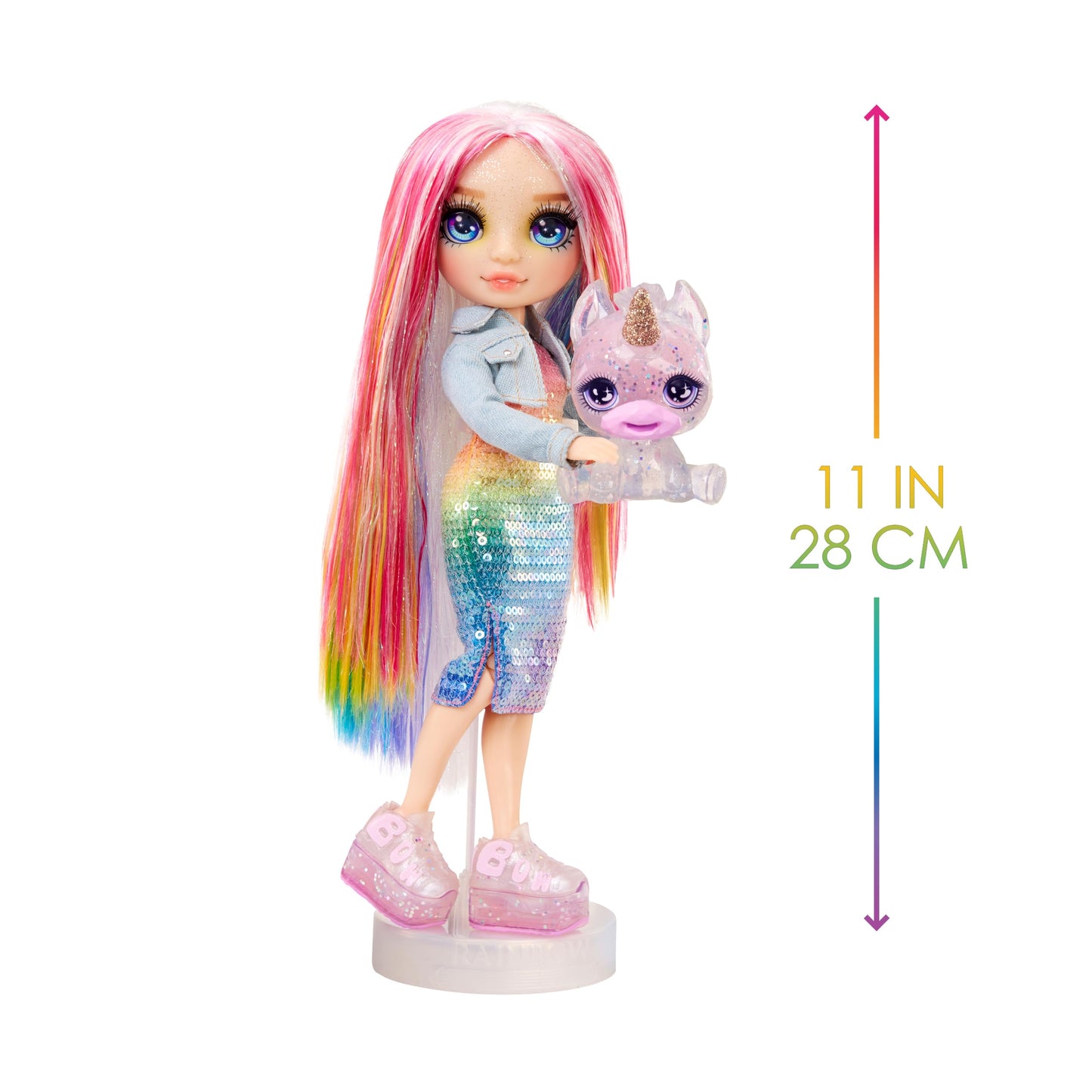 Rainbow High Amaya 11-Inch Shimmer Posable Doll with DIY Sparkle Slime Kit & Magical Pet