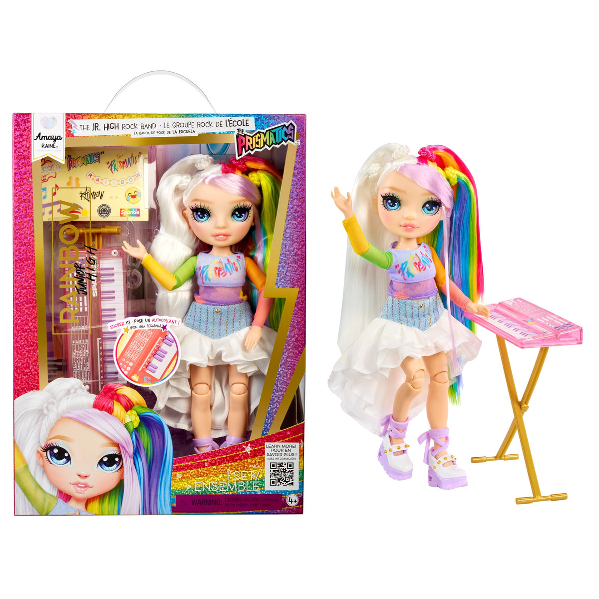 Rainbow High Jr High Rock Band: Amaya 9-inch Keyboard Doll – Poseable & Sticker Customization