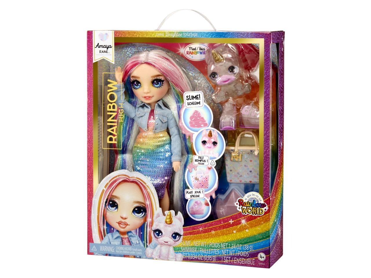 Rainbow High Amaya Doll with Unicorn Pet & Sparkle Slime Kit – 28 cm