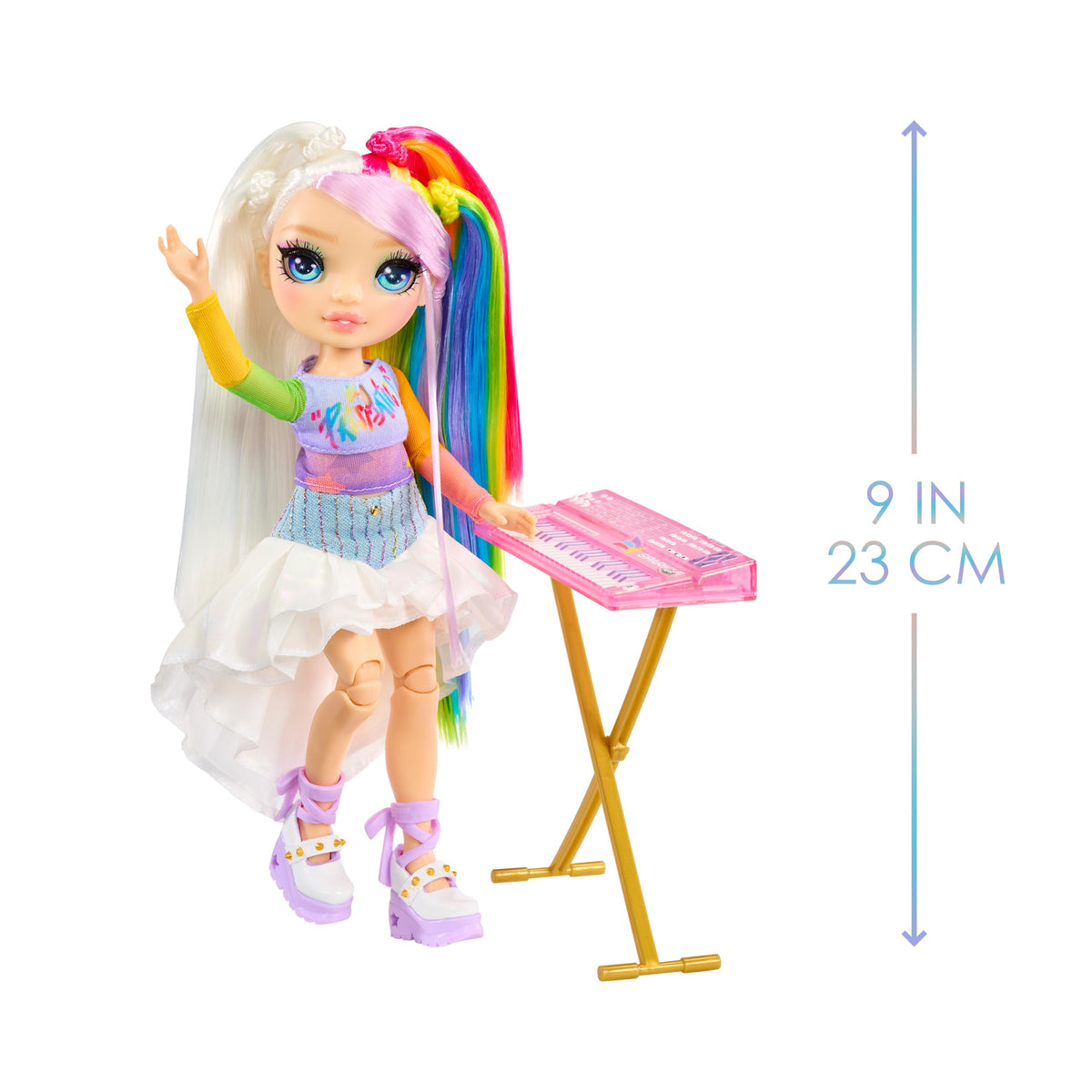 Rainbow High Jr High Rock Band: Amaya 9-inch Keyboard Doll – Poseable & Sticker Customization
