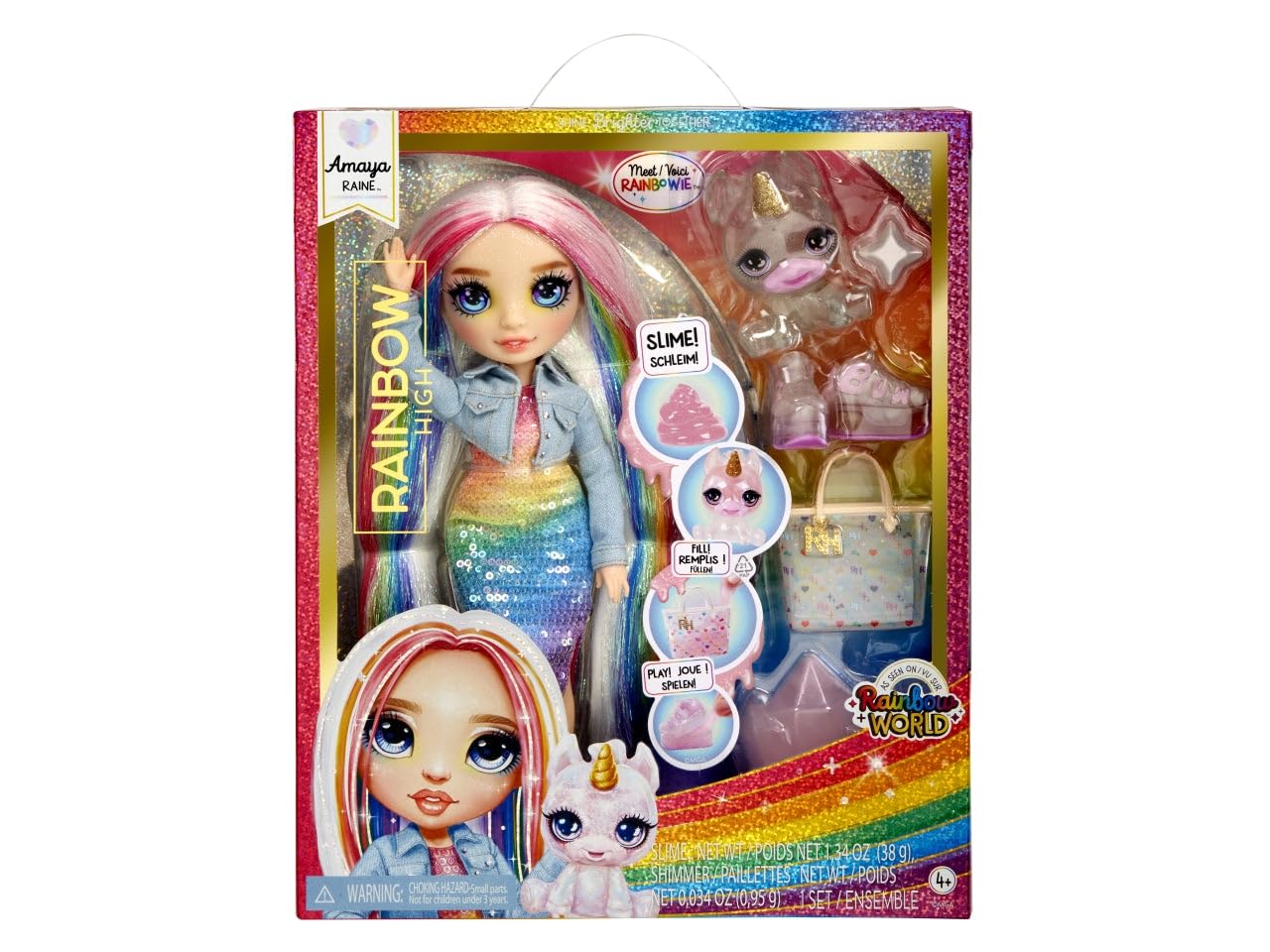 Rainbow High Amaya Doll with Unicorn Pet & Sparkle Slime Kit – 28 cm