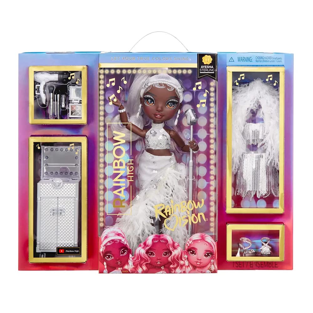 Rainbow High Rainbow Vision Rainbow Divas Ayesha Sterling (Silver) Posable Doll – 2 Designer Outfits & Vanity Playset | Rainbow High