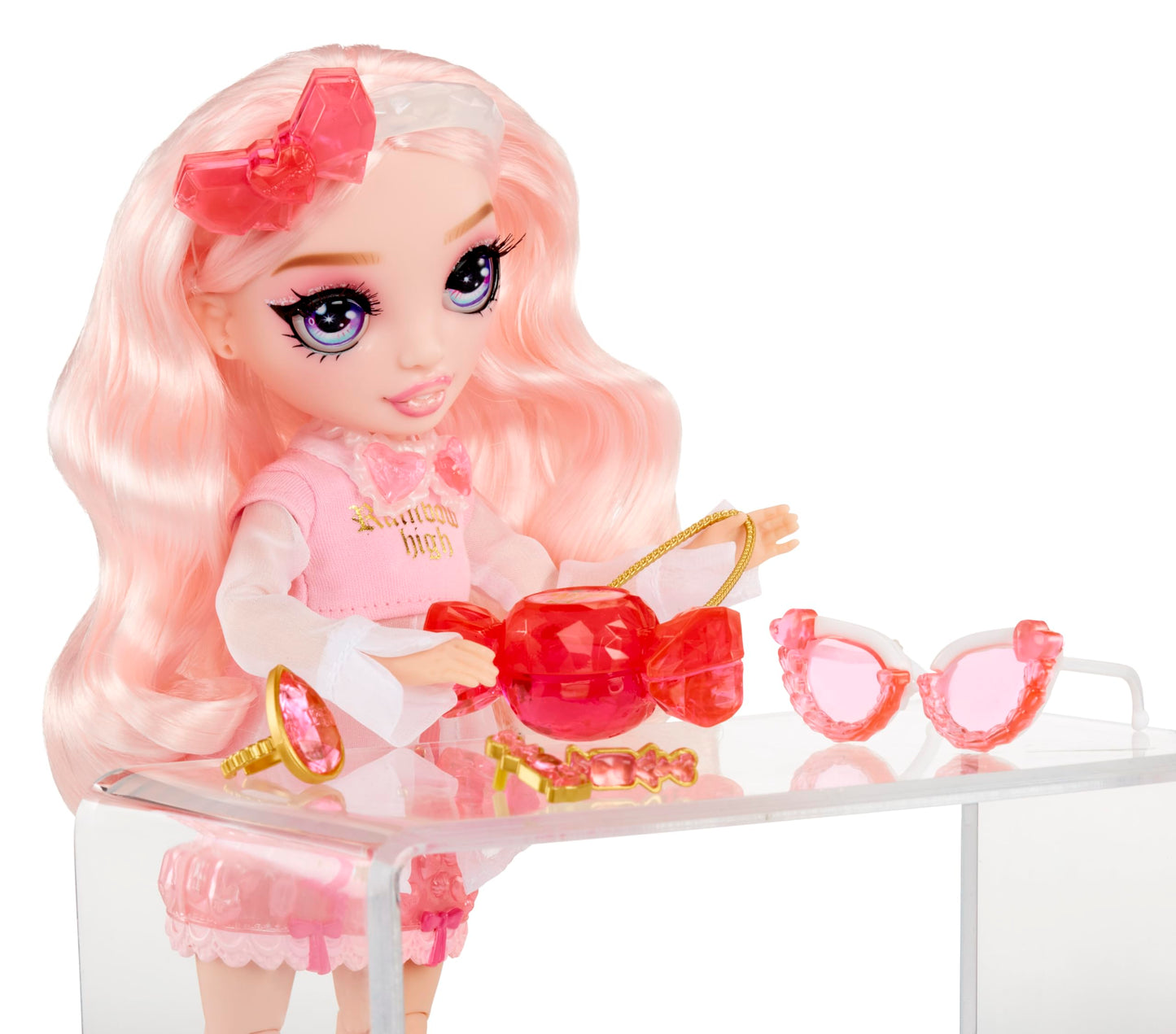 Rainbow High Bella – 11-inch Pink Crystal Accessory Make It Kit | DIY Doll & Ring for You