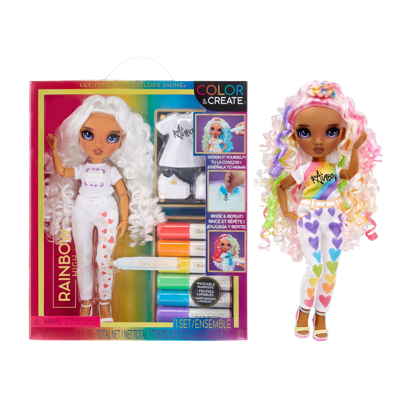 Rainbow High Color & Create Doll – DIY Fashion with Washable Markers (4–12+)