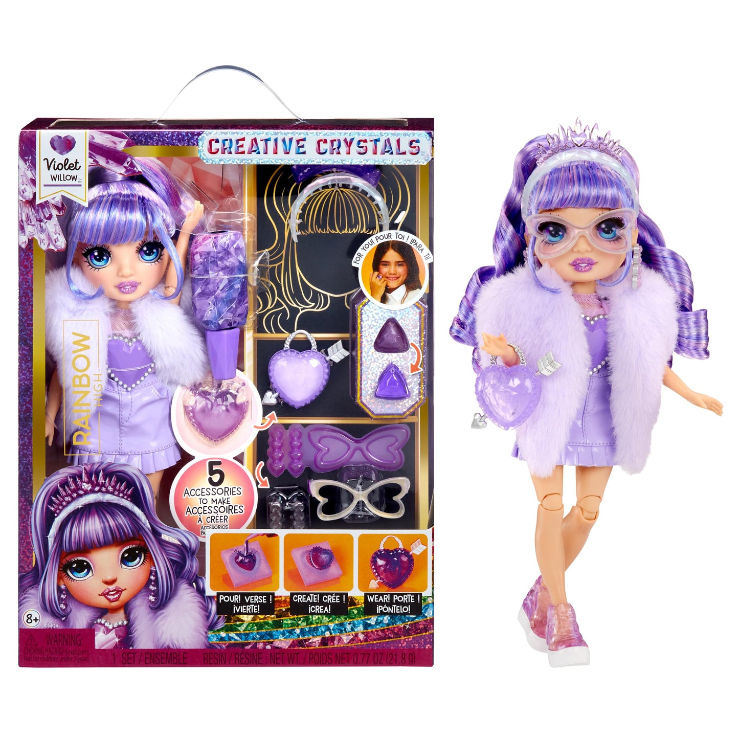 Rainbow High Creative Crystals Violet – 11" Fashion Doll with Crystal Accessory Make It Kit | DIY Jewelry & Accessories