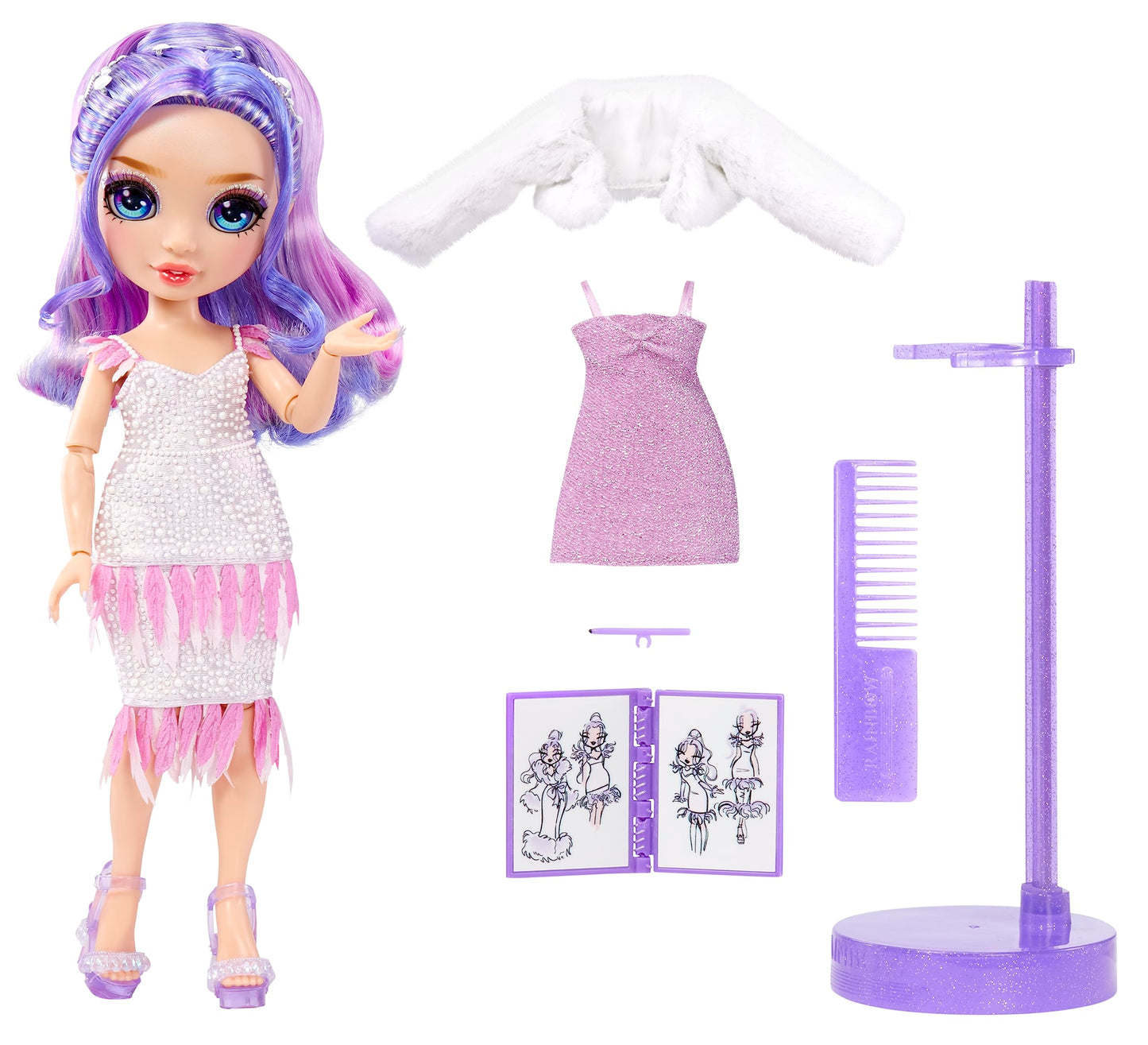 Rainbow High Fantastic Fashion Violet Willow – 11-inch Purple Doll with 2 Outfits & Accessories