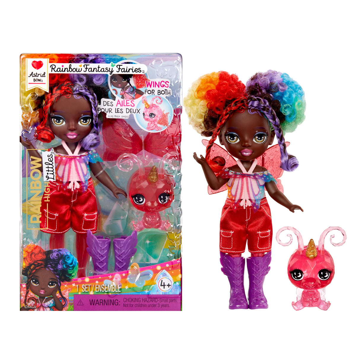 Rainbow High Littles Astrid – 5.5-Inch Rainbow Fantasy Fairy Doll + Interchangeable Wings & Pet