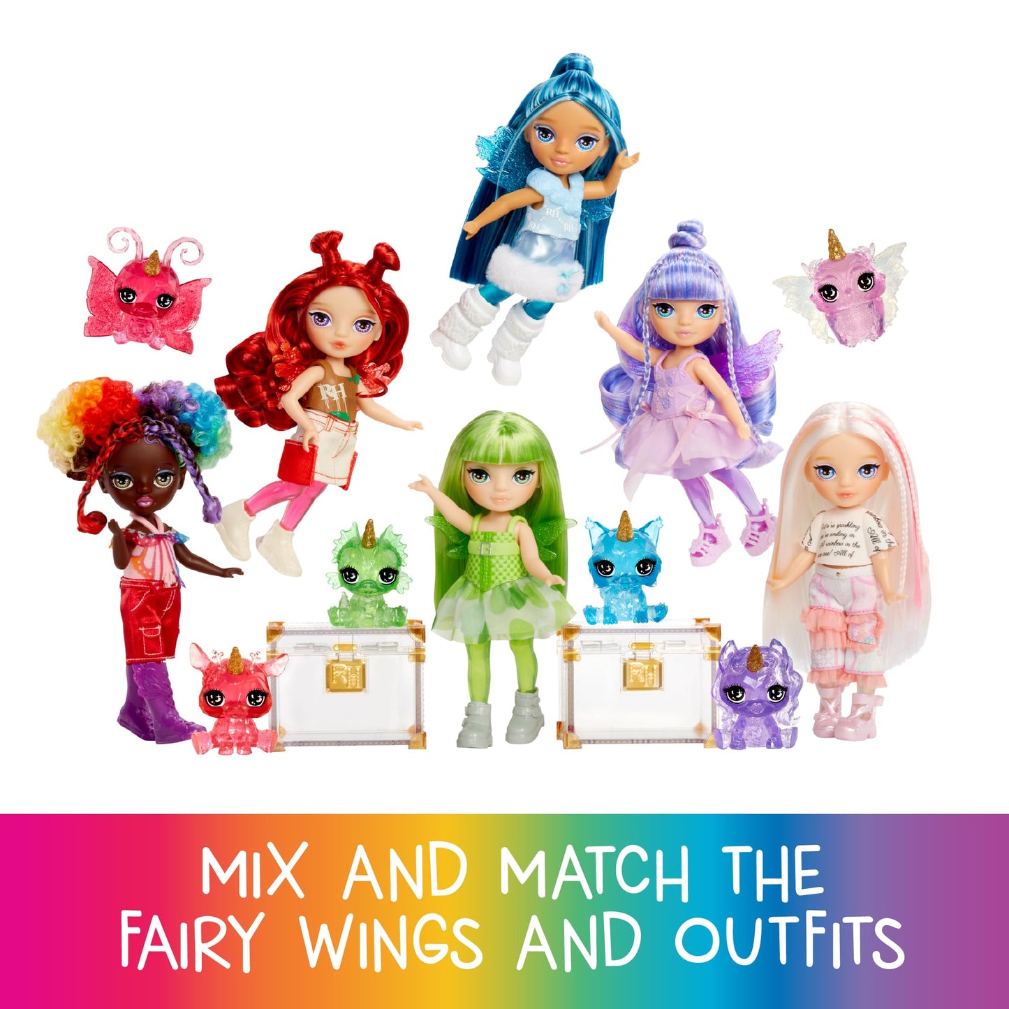 Rainbow High Littles Astrid – 5.5-Inch Rainbow Fantasy Fairy Doll + Interchangeable Wings & Pet
