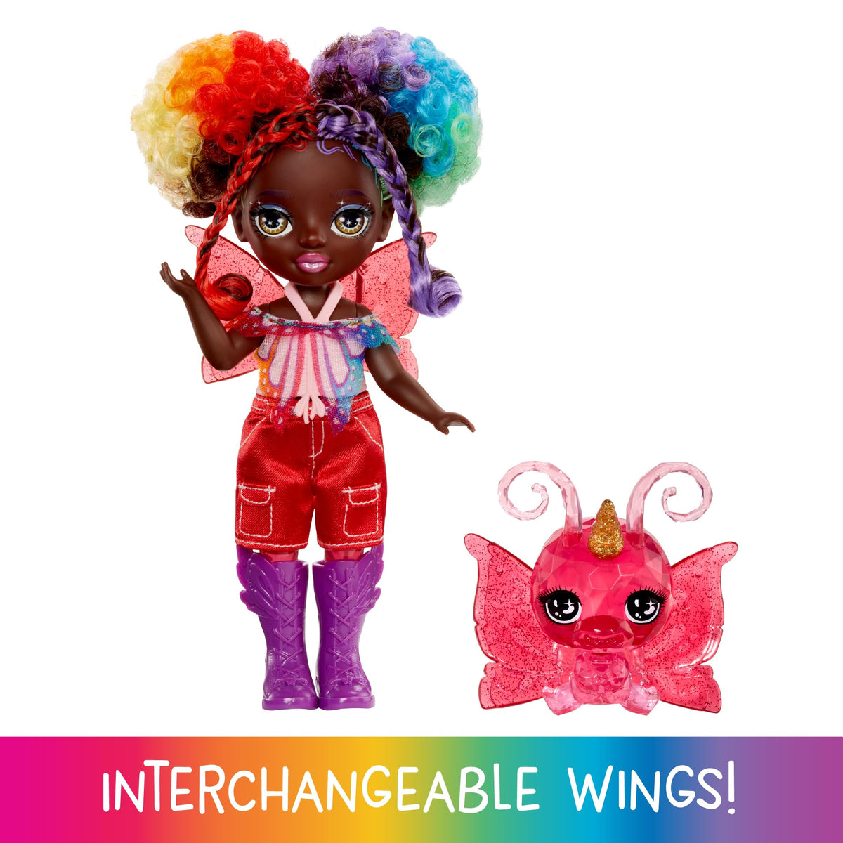 Rainbow High Littles Astrid – 5.5-Inch Rainbow Fantasy Fairy Doll + Interchangeable Wings & Pet
