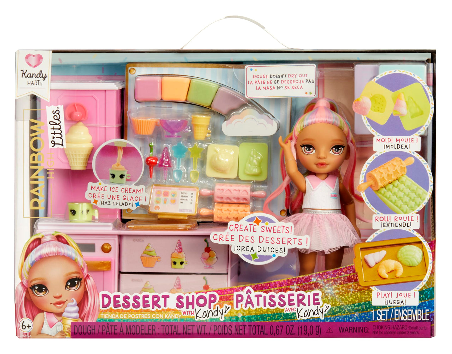 Rainbow High Littles Dessert Shop Playset + Kandy Doll | Ice Cream & Sweets Kit