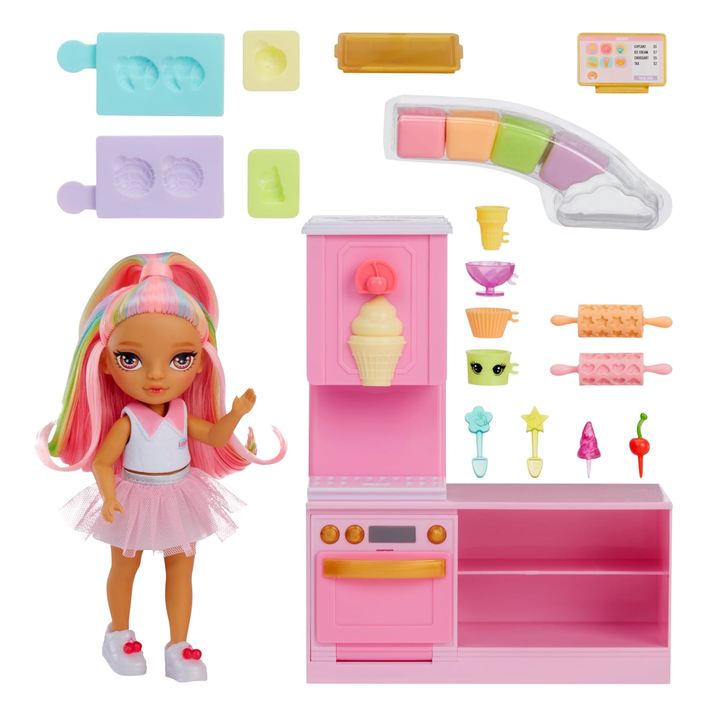Rainbow High Littles Dessert Shop Playset + Kandy Doll | Ice Cream & Sweets Kit