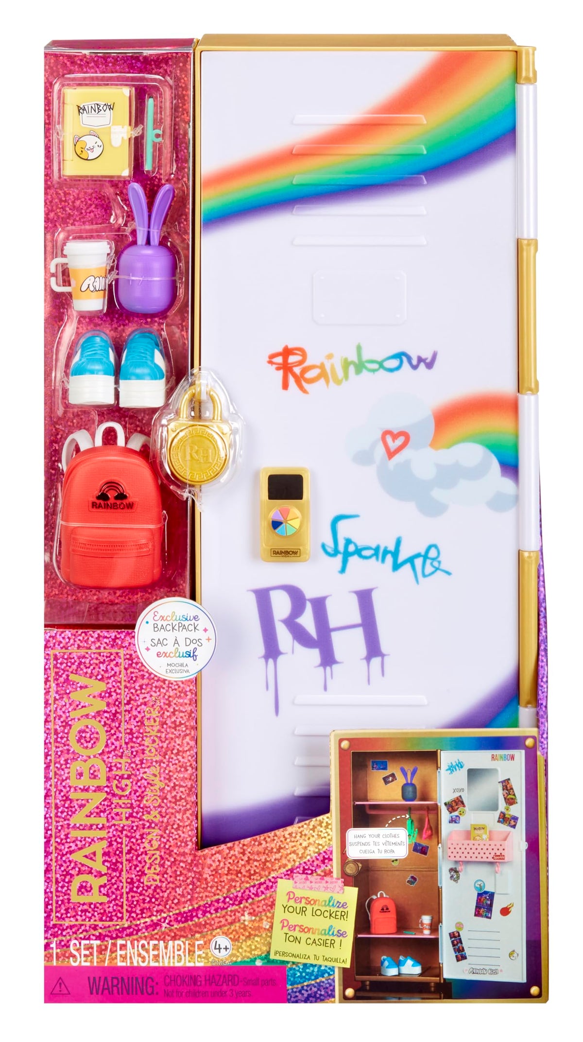 Rainbow High Locker Playset with Shelves & Accessories | Creative Toy Gift for Kids 4–12+