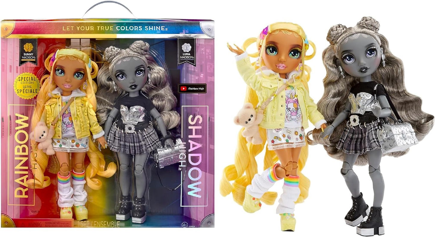 Rainbow High Madison Twins 2-Pack with Mix & Match Outfits – Yellow & Grey