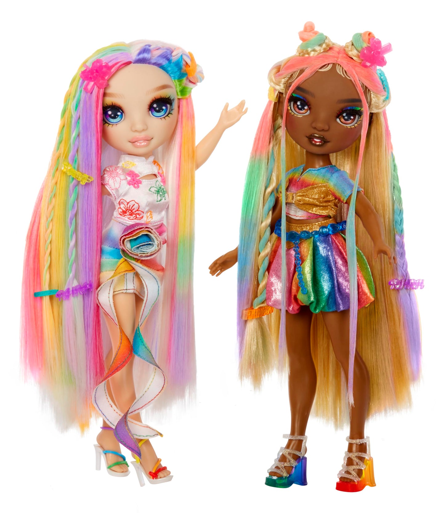 Rainbow High Hair Chalk & Style Meline – Rainbow & Gold 11” Doll | Washable Rainbow Hair Chalk Kit