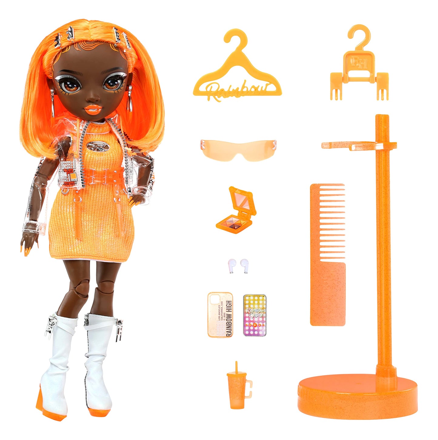 Rainbow High Michelle - Orange Fashion Doll | 10+ Colorful Accessories | Gift for Kids 4–12