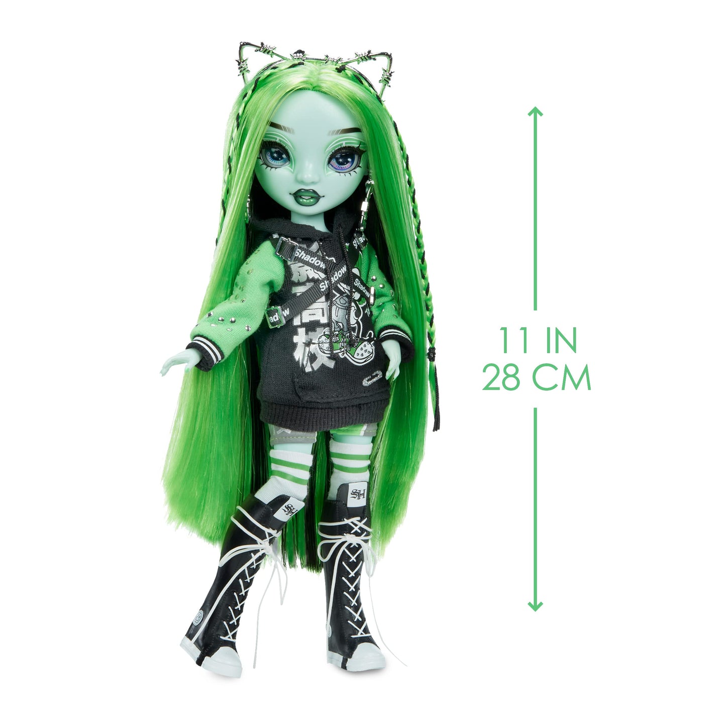 Rainbow Vision Neon Shadow Harley Limestone – Posable Rainbow High Doll with 2 Designer Outfits
