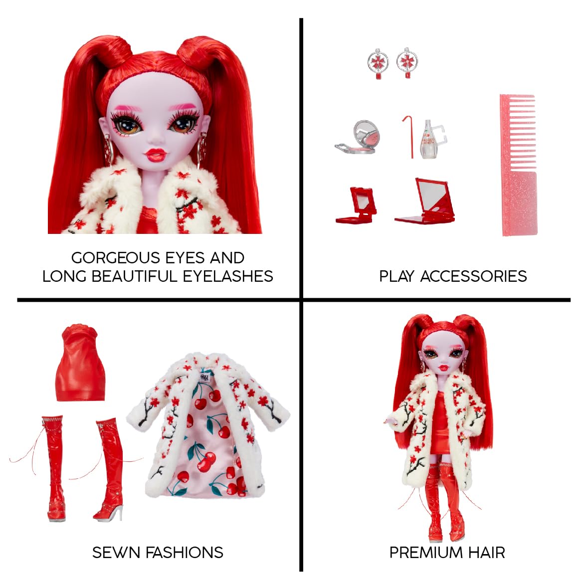 Rainbow High Shadow High Rosie - Red Fashion Doll with 10+ Colorful Accessories