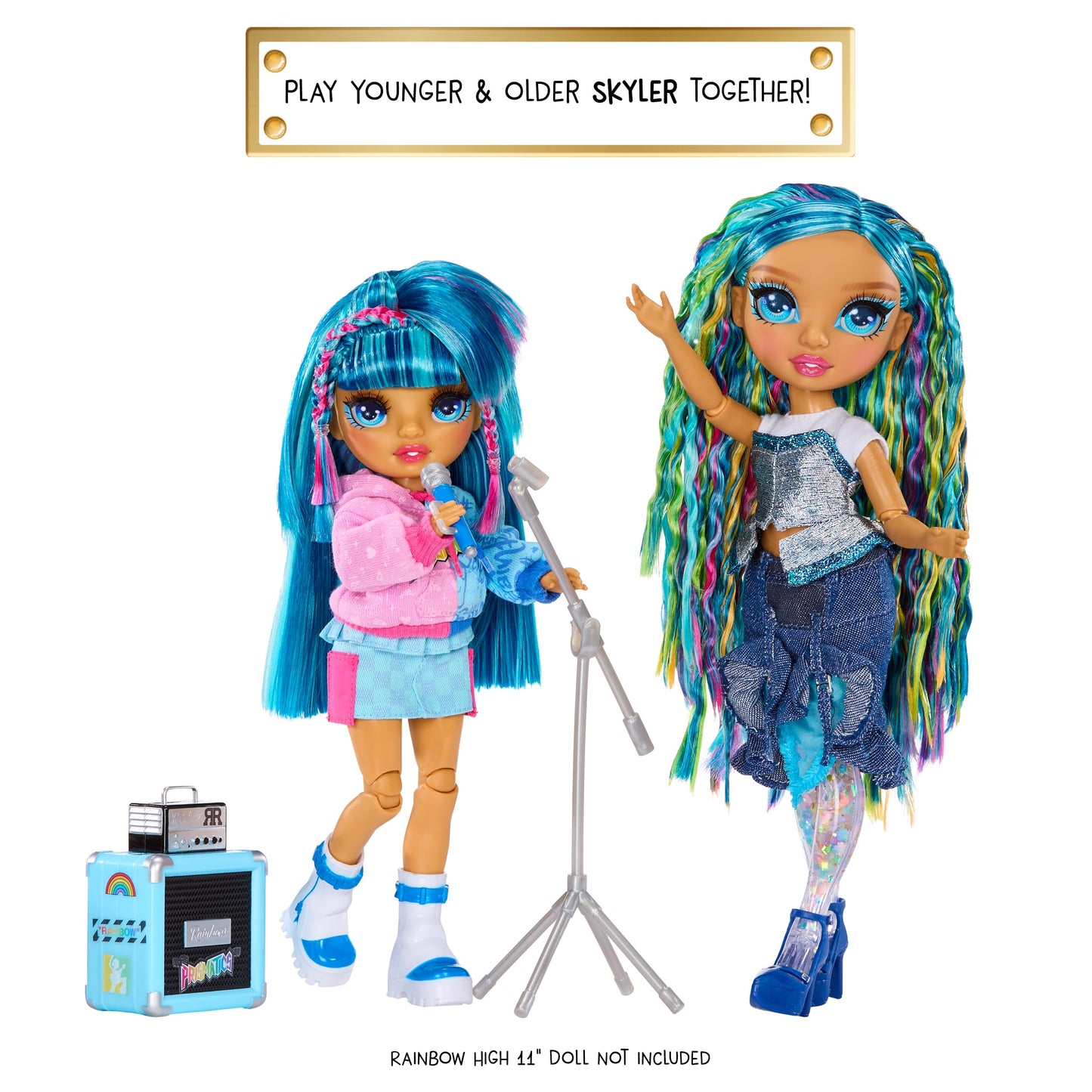 Rainbow High Jr High Rock Band Skyler – Blue 9” Doll with Microphone, Stand & Amp