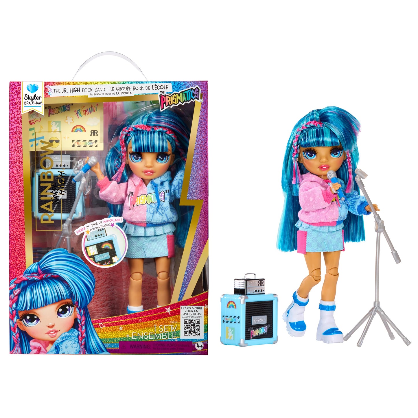 Rainbow High Jr High Rock Band Skyler – Blue 9” Doll with Microphone, Stand & Amp