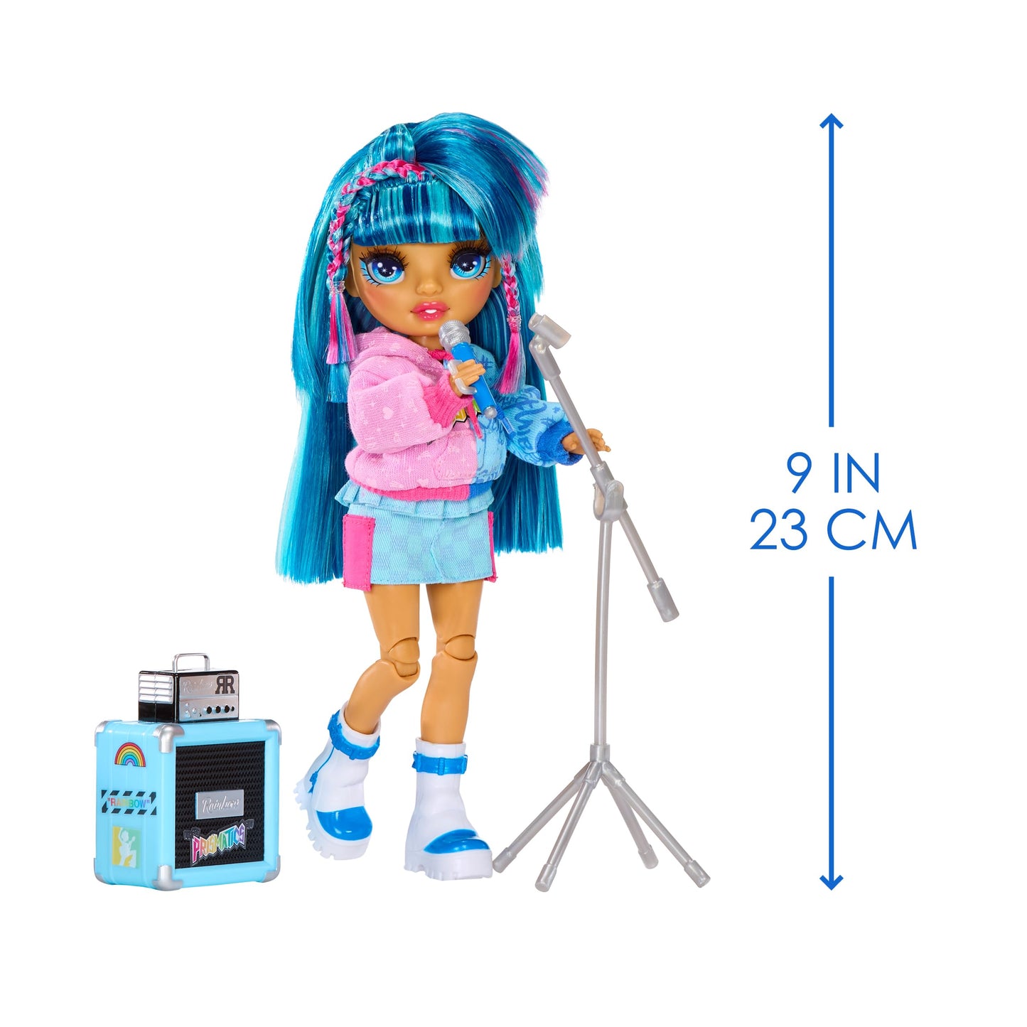 Rainbow High Jr High Rock Band Skyler – Blue 9” Doll with Microphone, Stand & Amp