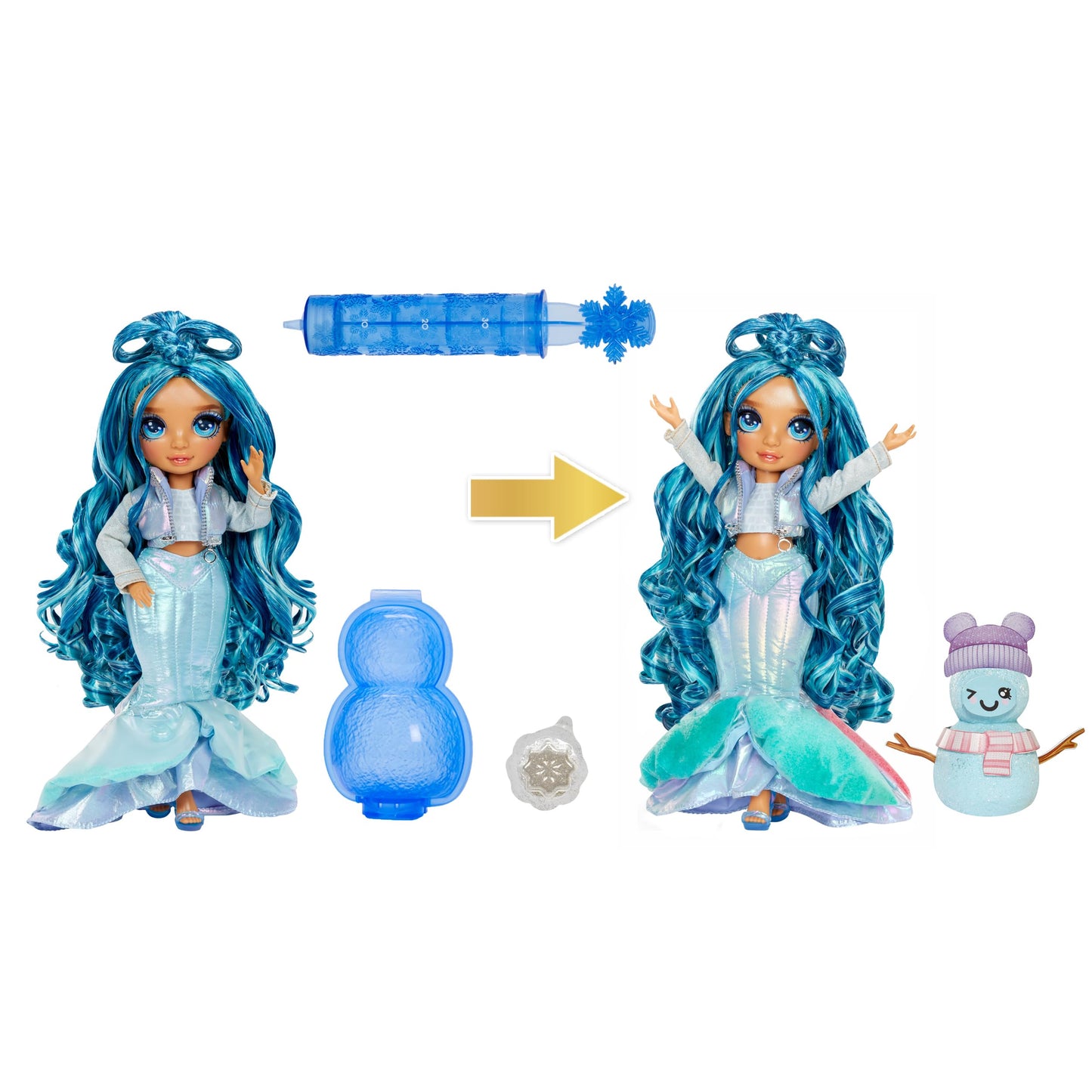 Rainbow High Winter Wonderland Skyler - Blue 11-inch Fashion Doll with Puff-Up Snow and Snowman Kit