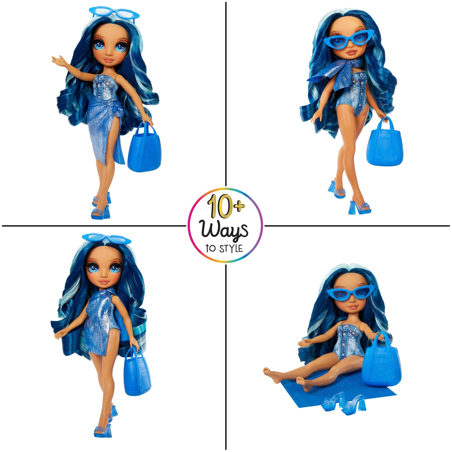 Rainbow High Skyler Swim & Style 11in Doll – 10+ Wrap Styles & Accessories