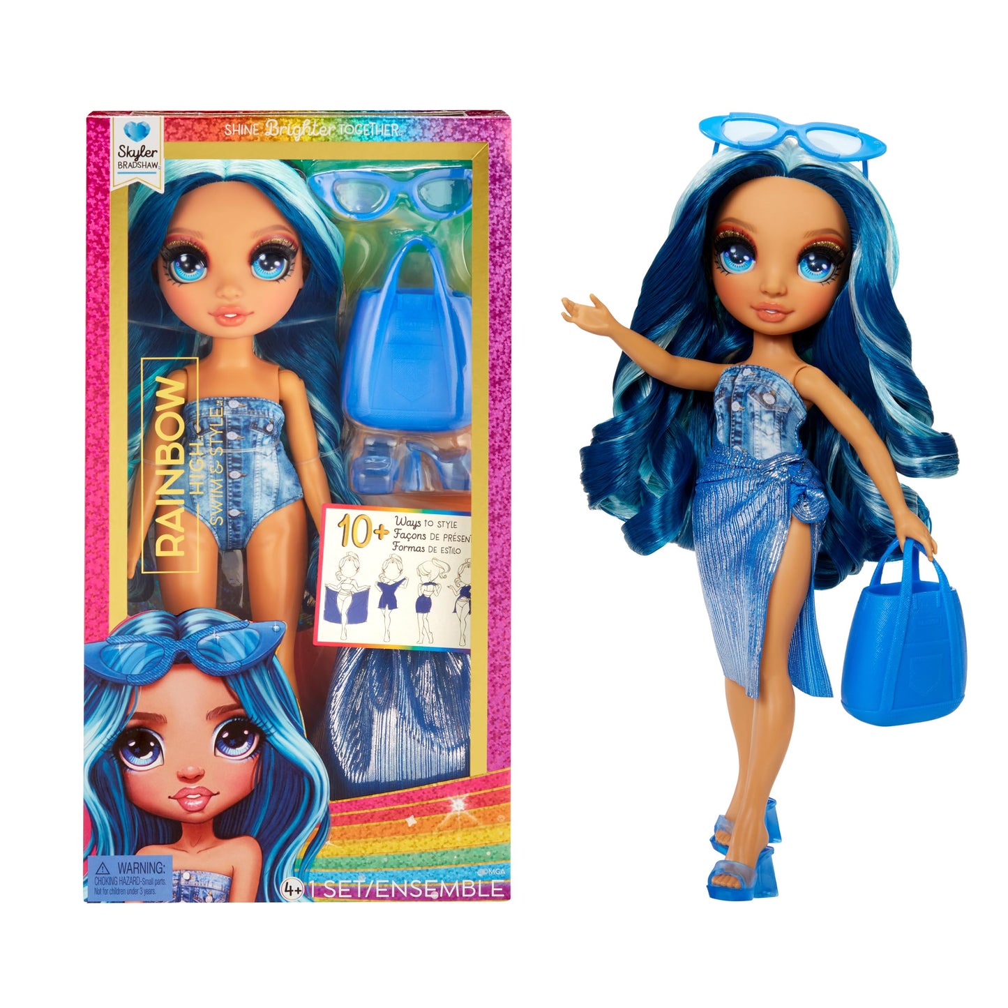 Rainbow High Skyler Swim & Style 11in Doll – 10+ Wrap Styles & Accessories