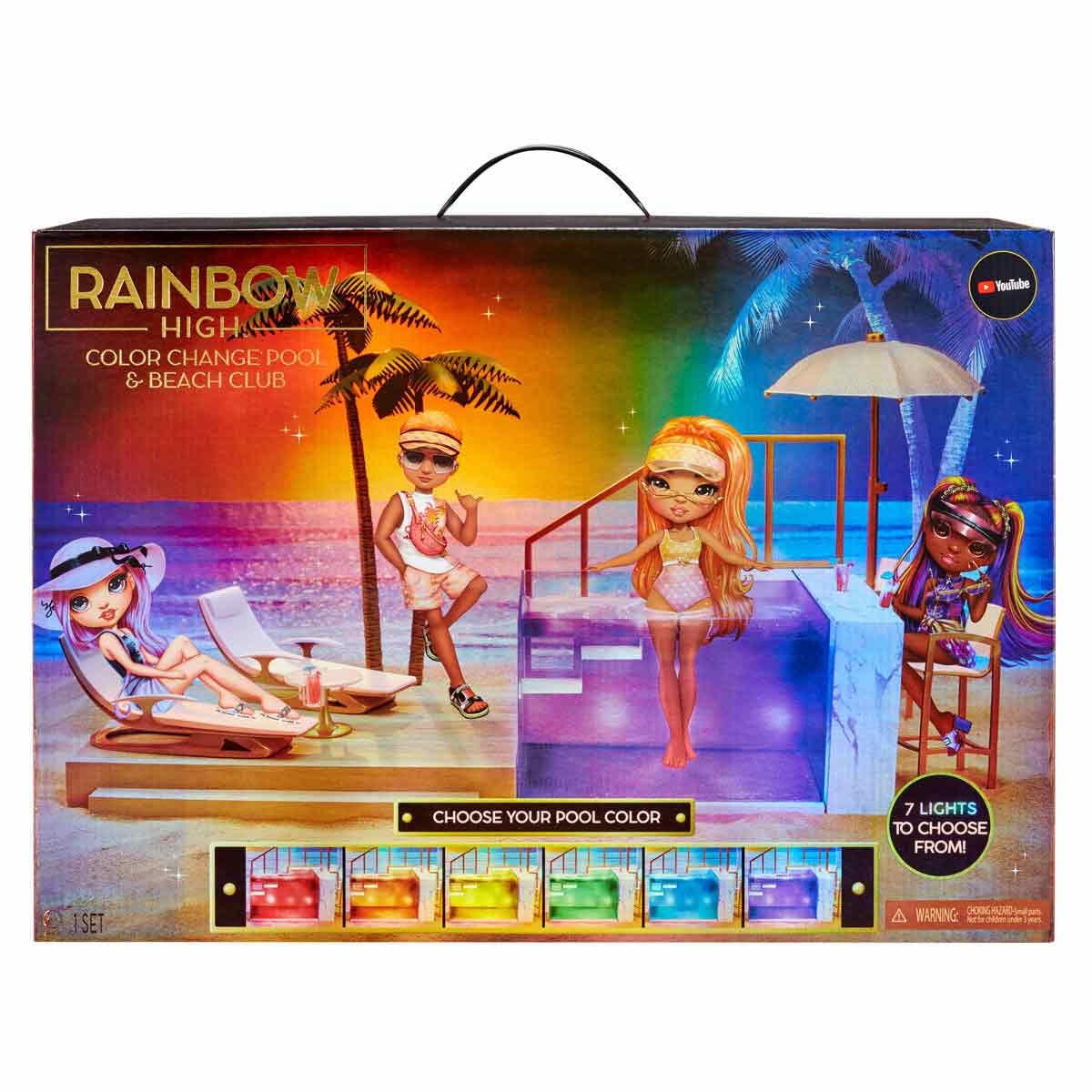 Rainbow High Color Change Pool Playset: 7-in-1 LED Pool & Adjustable Umbrella