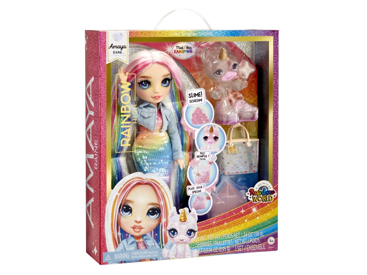 Rainbow High Amaya Doll with Unicorn Pet & Sparkle Slime Kit – 28 cm