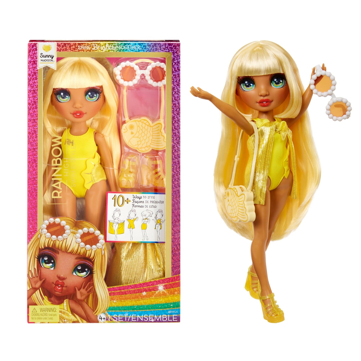 Rainbow High Swim & Style Sunny – Yellow 11-inch Doll, 10+ Ways to Style