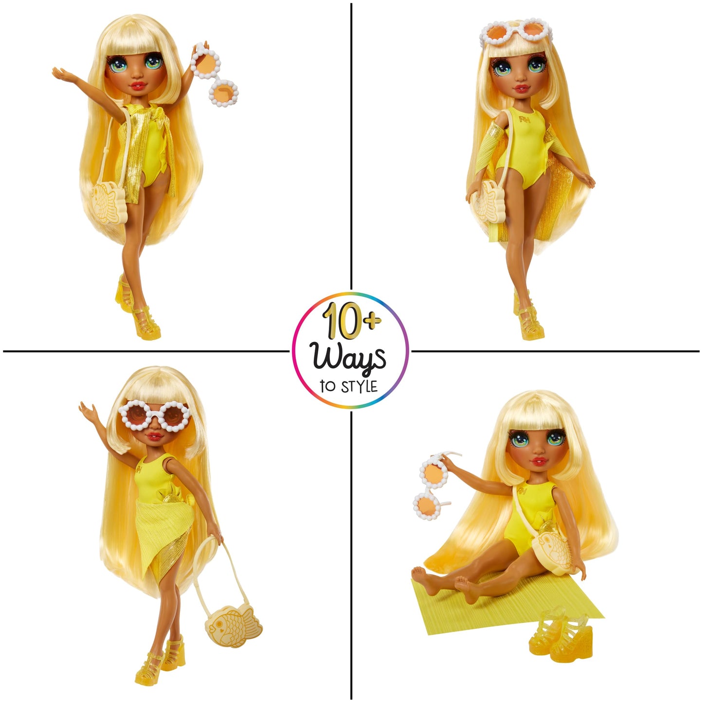 Rainbow High Swim & Style Sunny – Yellow 11-inch Doll, 10+ Ways to Style