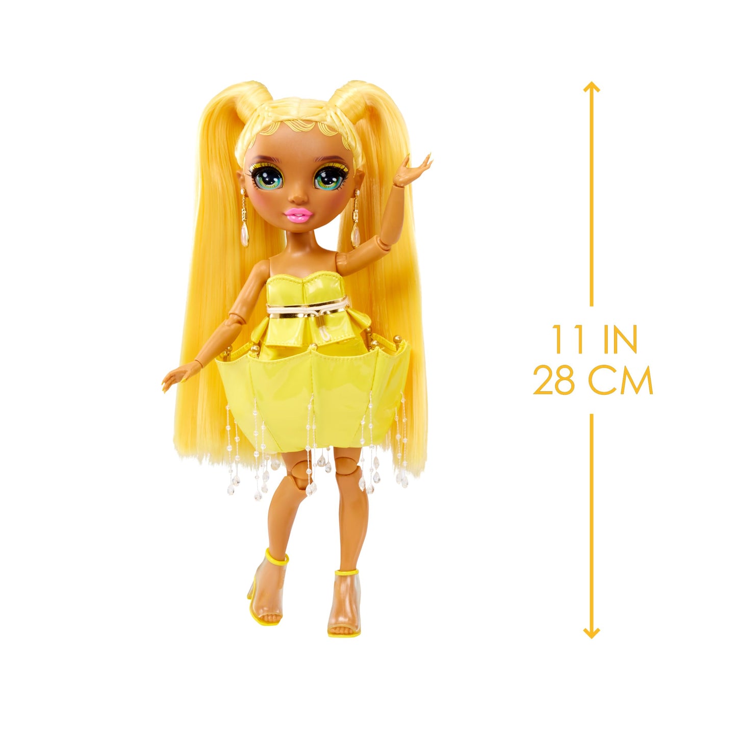 Rainbow High Fantastic Fashion Sunny Madison – 11” Yellow Doll & Playset with 2 Outfits