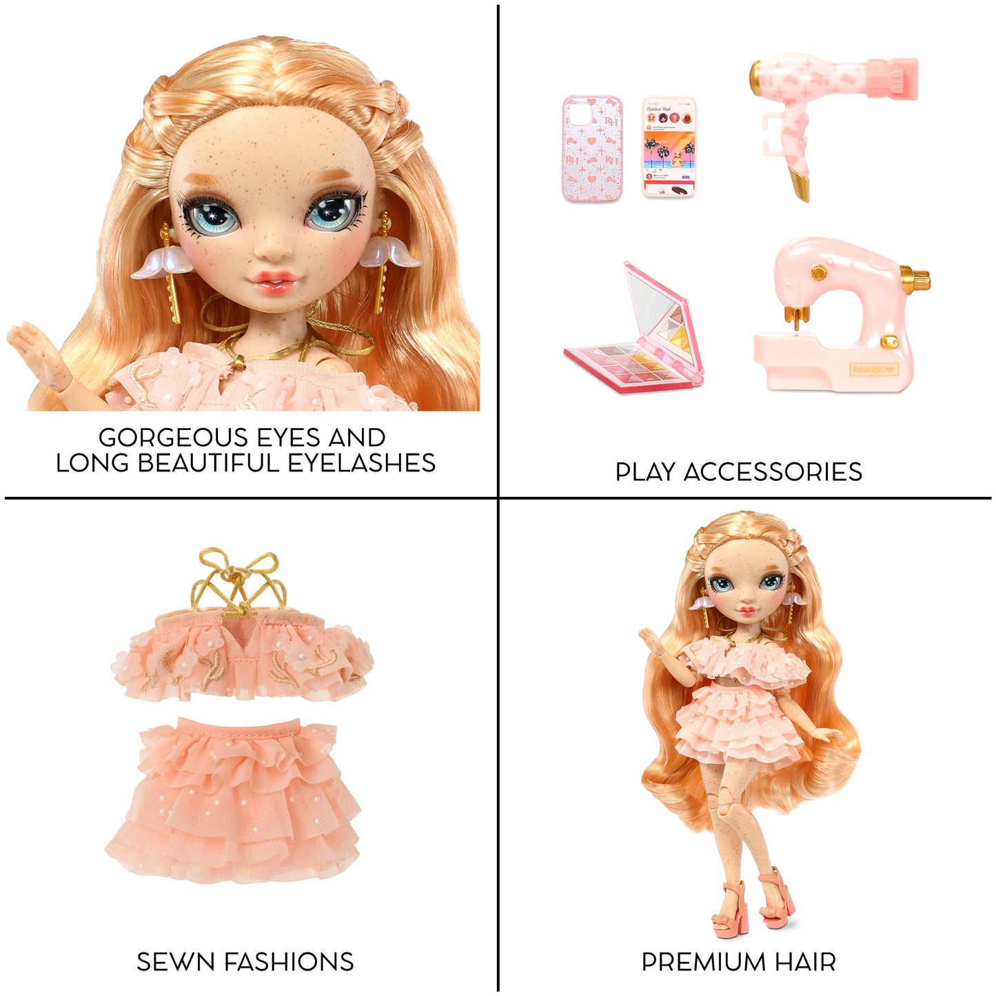 Rainbow High Victoria - Light Pink Fashion Doll with Freckles & 10+ Colorful Accessories | Gift for Kids 4-12