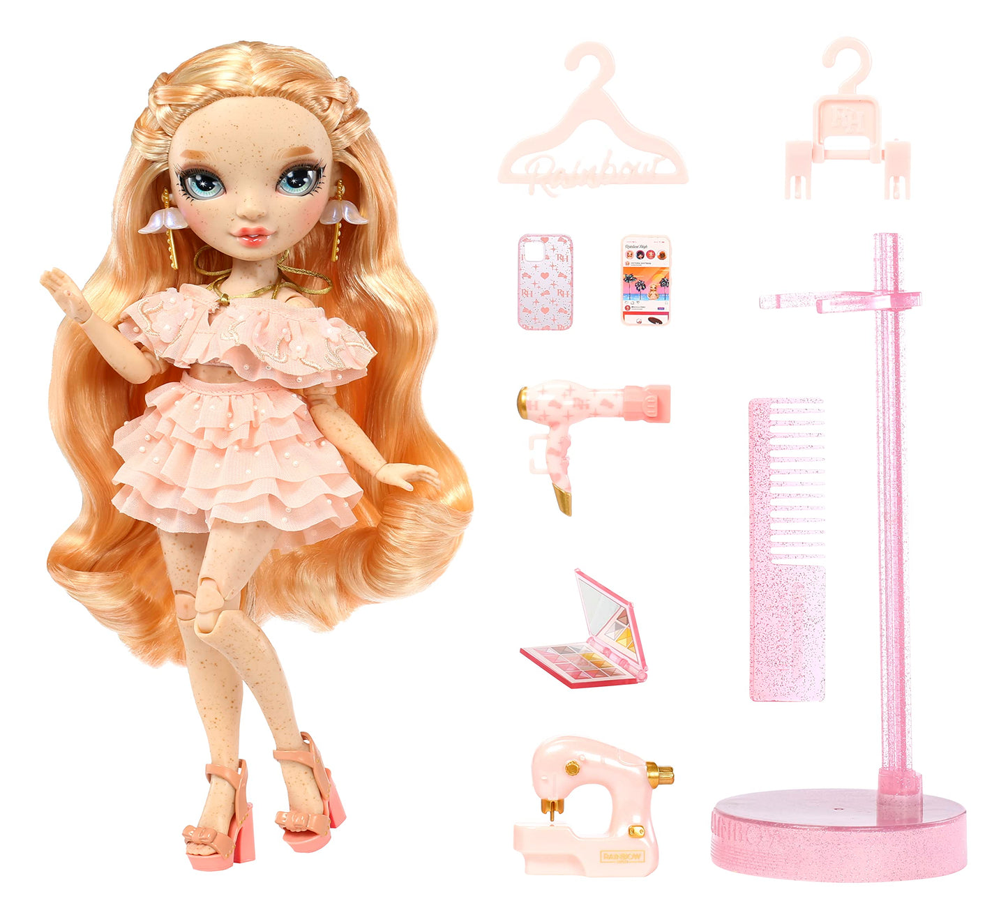 Rainbow High Victoria - Light Pink Fashion Doll with Freckles & 10+ Colorful Accessories | Gift for Kids 4-12