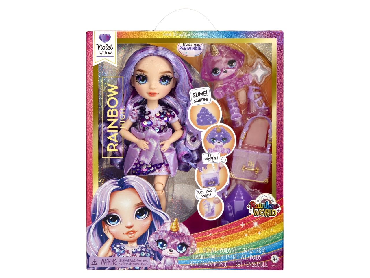 Rainbow High Violet – 28 cm Fashion Doll with Sparkle Slime, Magical Pet & Accessories
