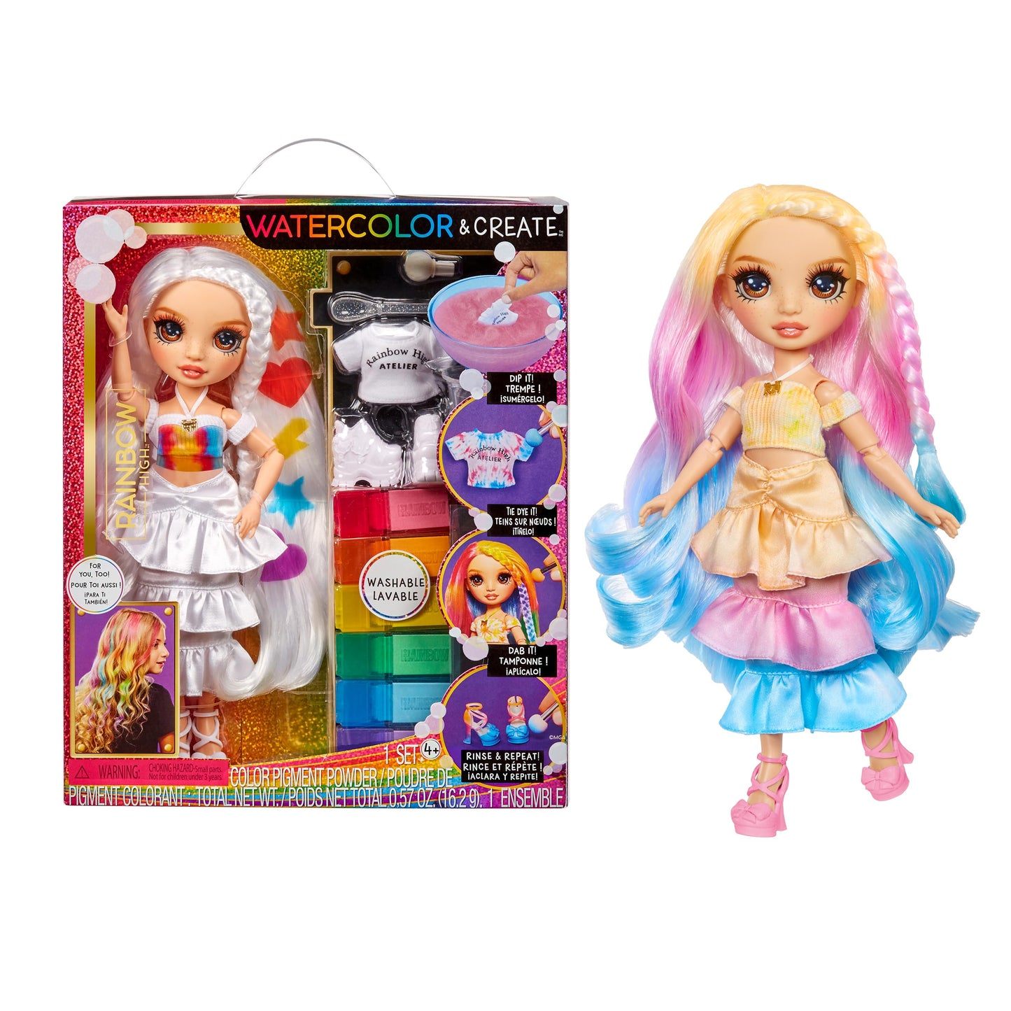 Rainbow High Watercolor & Create Fashion Doll with Tie-Dye Kit