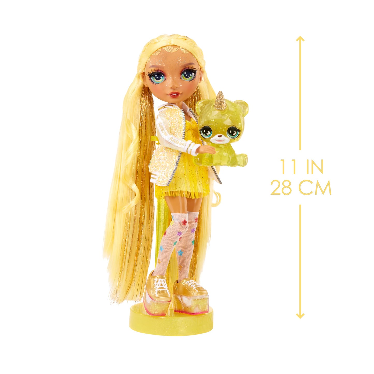 Rainbow High Sunny: Yellow Shimmer Doll with Slime Kit & Magical Pet | 11-Inch Posable Fashion Doll