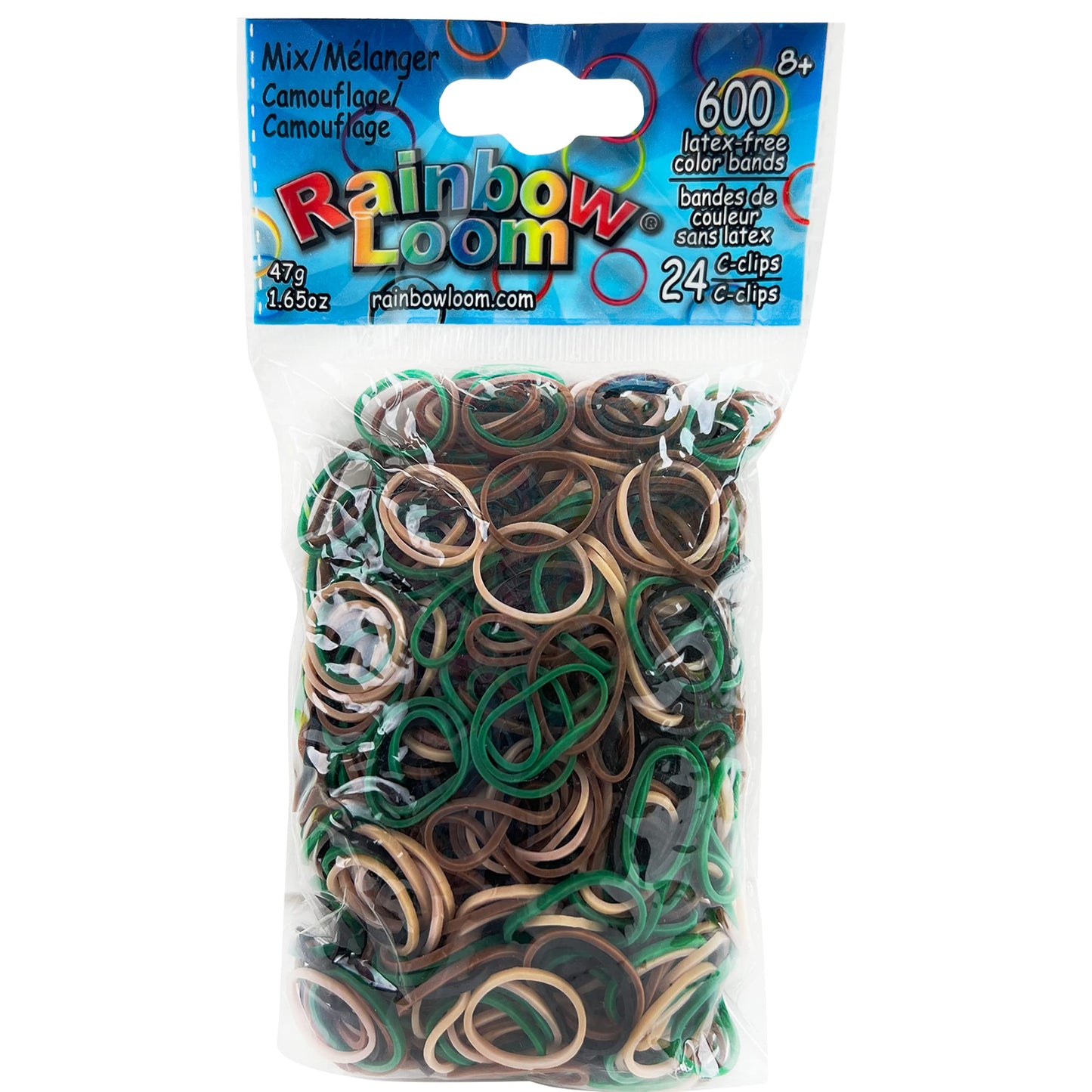 Rainbow Loom Camo Rubber Bands with 24 C-Clips (600 Count) - Non-Latex Craft Pack