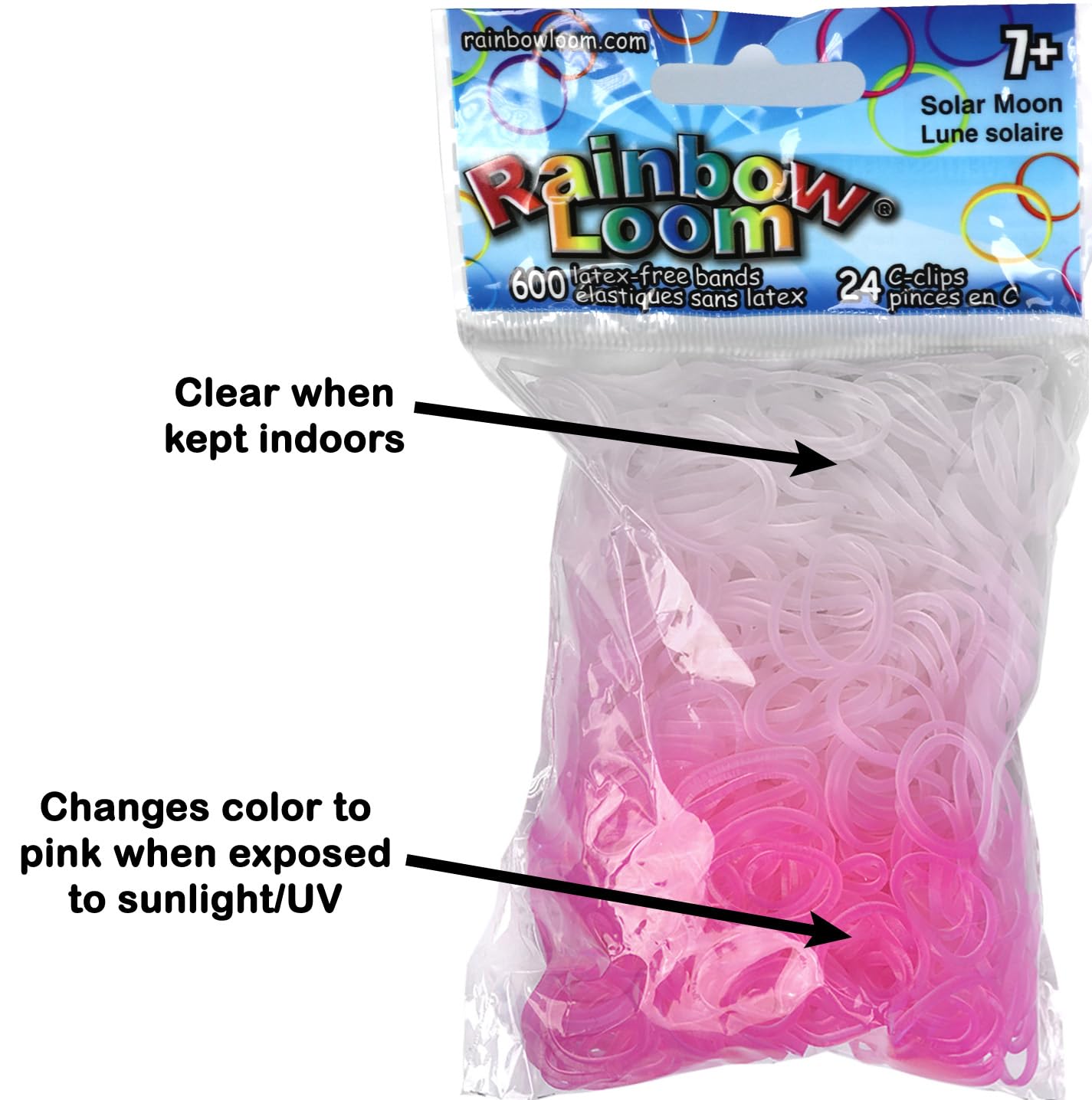 Rainbow Loom Color Changing Bands – Solar Moon UV (Sun-Activated)