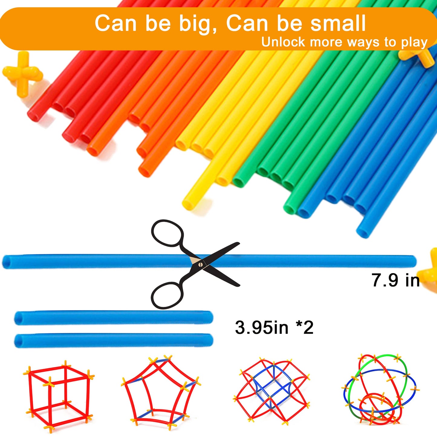 RAINBOW TOYFROG Straw Constructors – 300 Pcs STEM Building Set for Kids | Safe, BPA-Free