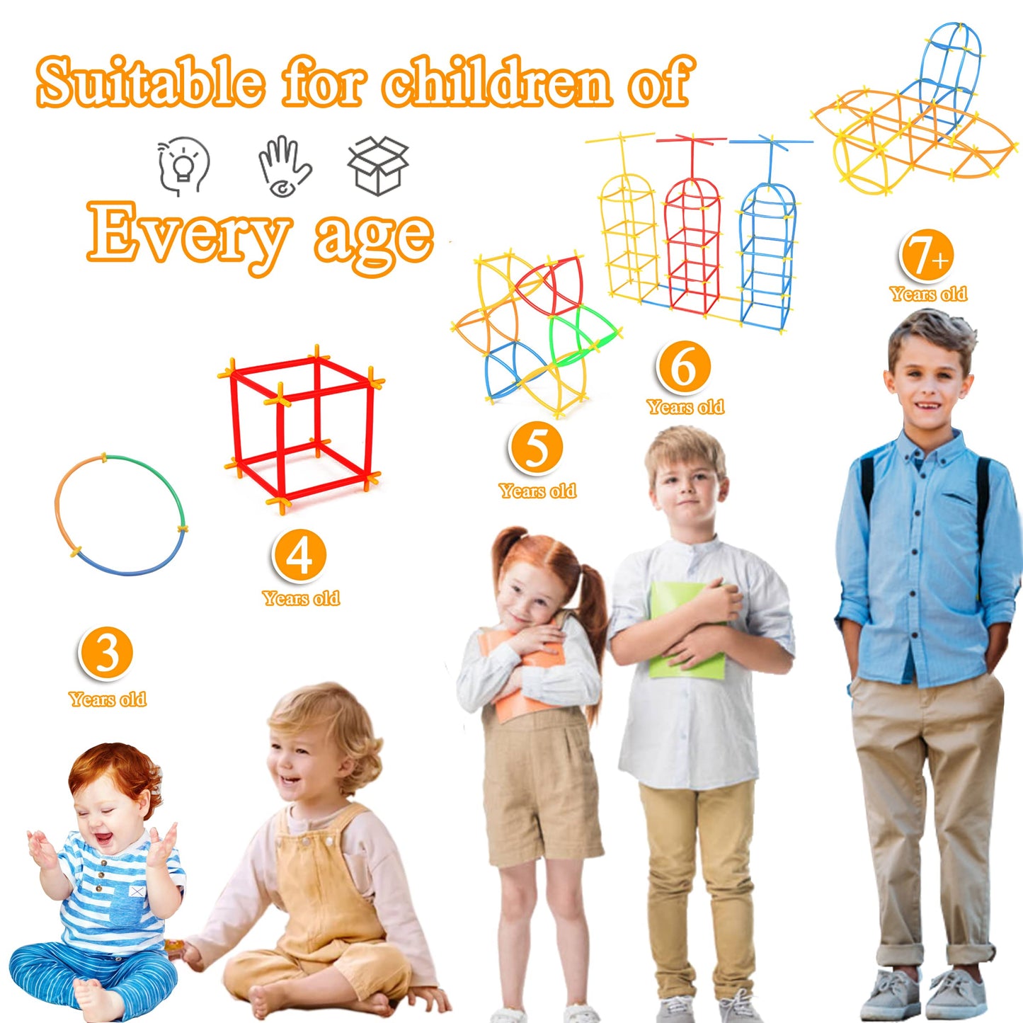 RAINBOW TOYFROG Straw Constructors – 300 Pcs STEM Building Set for Kids | Safe, BPA-Free