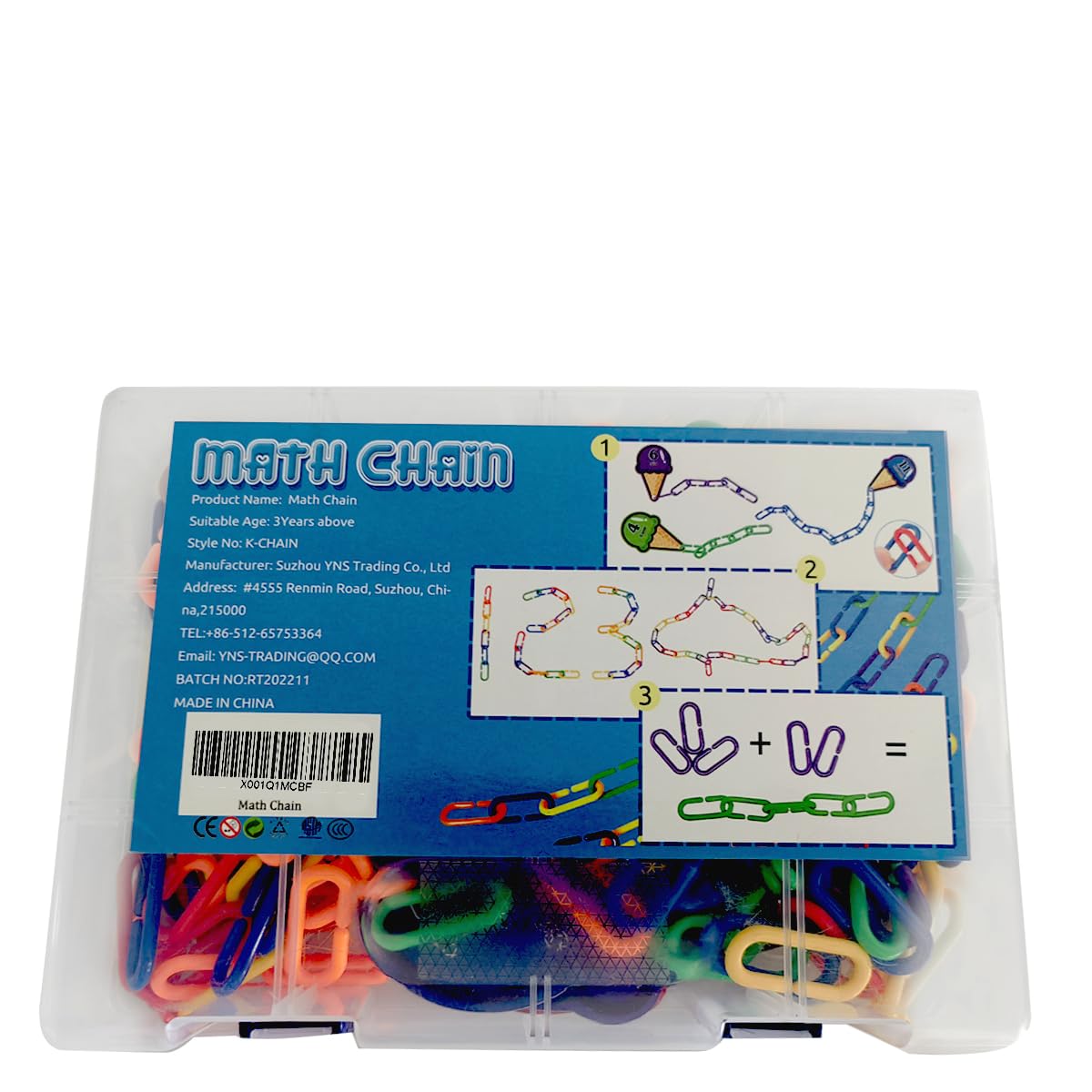 Rainbow Toyfrog Chain Link Math Manipulatives – 240 Clips & 20 Ice Cream Cards for Kindergarten Counting