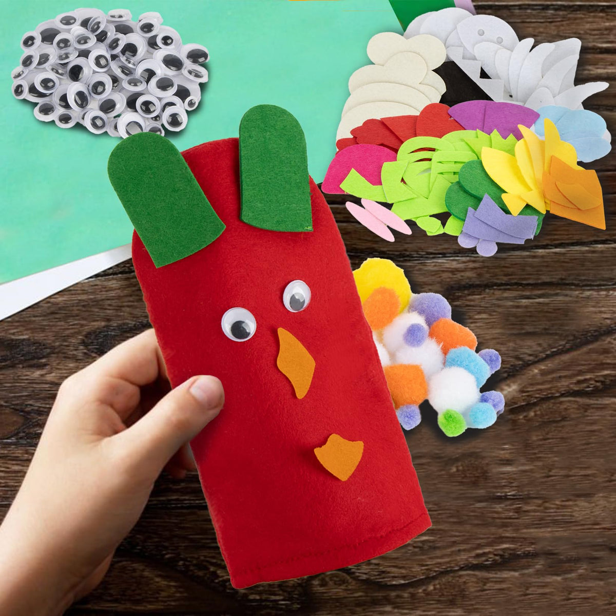 RAINFLOW 6PCS Hand Puppets Kit - DIY Sock Puppets for Family, Classroom, and Party